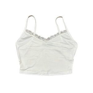 white lace trim crop tank